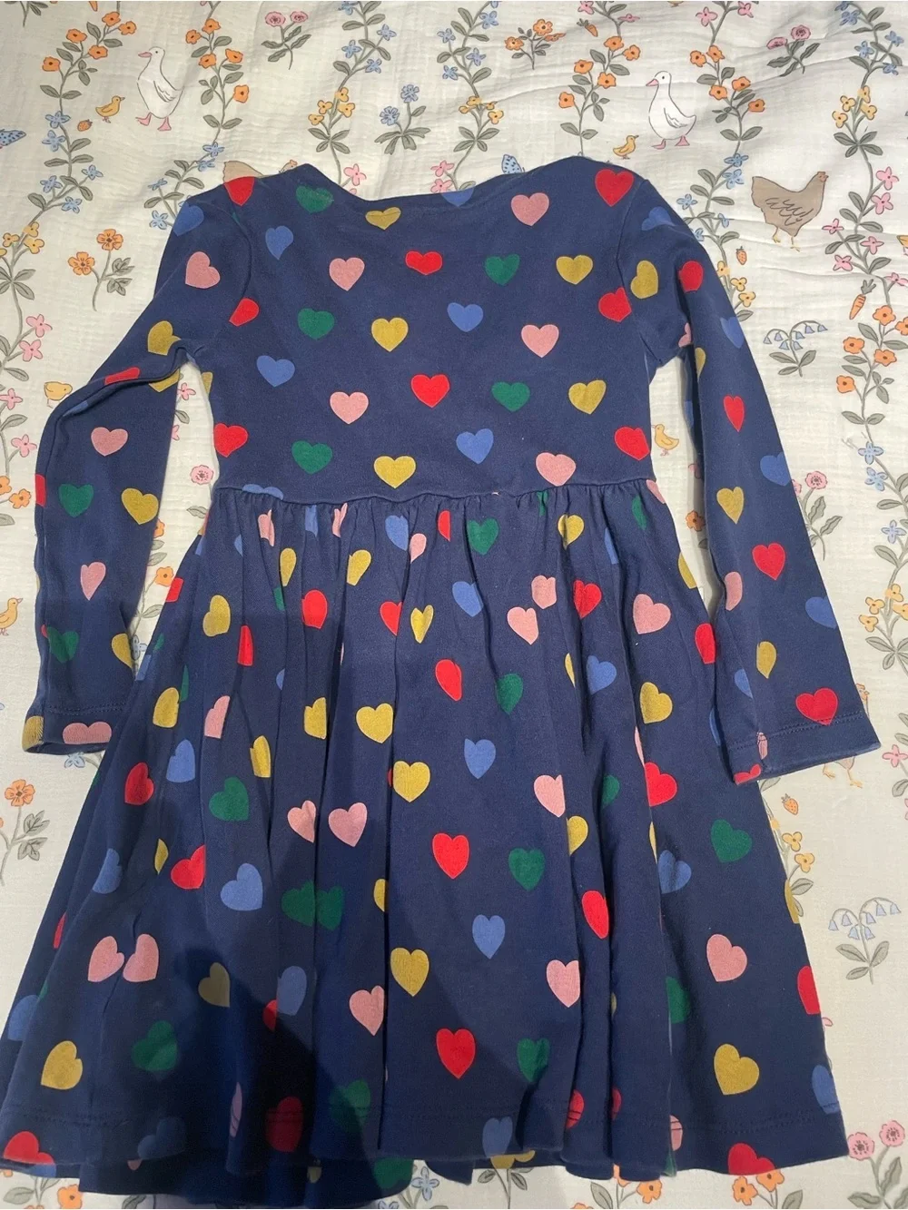 EUC Mini Boden Multicolored Heart Patterned Dress